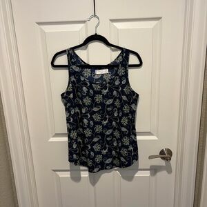 Time and Tru Navy Floral Paisley Tank Top